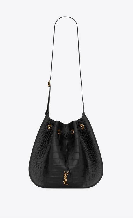 ysl hobo bag croc|Paris VII Flat Croc Embossed Leather Hobo Bag.